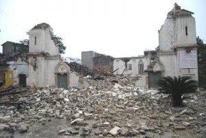 Mianzhucatholic-after Mianzhu Catholic church after the quake. Photo: Chengdu Catholic Diocese